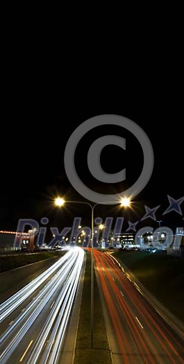 Hihgway with moving car lights Hihgway with moving car lights