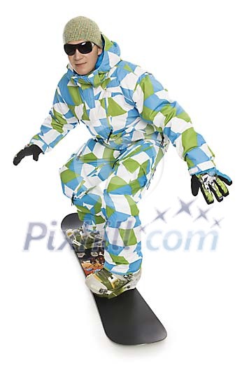Full body action pic of snowboarder in studio (clipping path included) Full body action pic of snowboarder in studio (clipping path included)