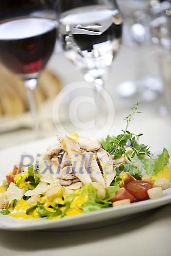 Fresh chicken salad in restaurant