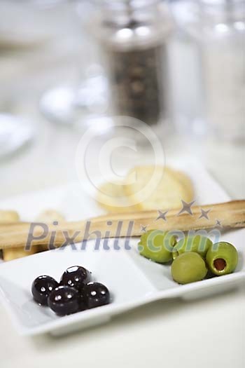 Olives and breads as apetizer Olives and breads as apetizer