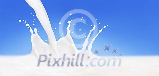 Splash of fresh white milk on blue Splash of fresh white milk on blue