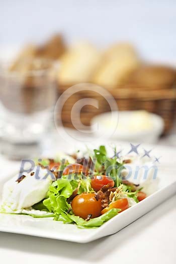Green salad on restaurant table Green salad on restaurant table