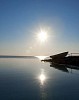 Rowing boat by the sea on summer morning