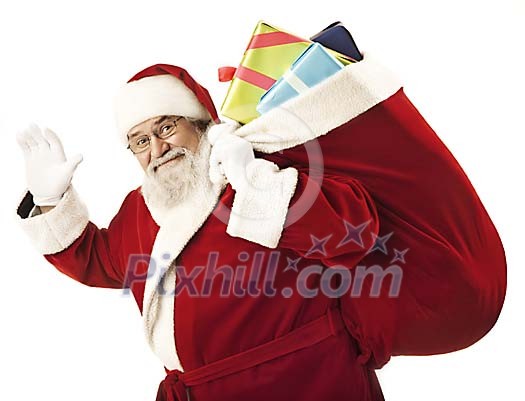 Clipped Santa with gift bag Clipped Santa with gift bag