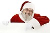 Clipped santa behind an empty white sign