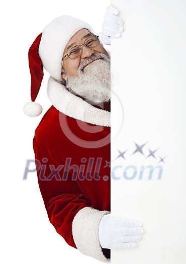 Clipped Santa holding a white sign Clipped Santa holding a white sign