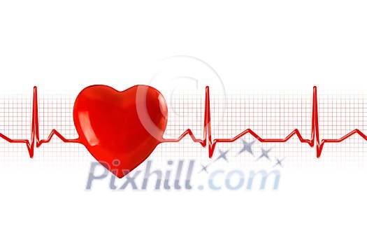 Heart and pulse on white Heart and pulse on white