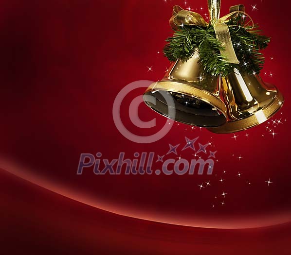 Sparkling christmas bells on red Sparkling christmas bells on red