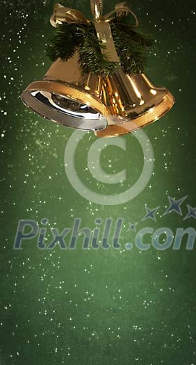 Christmas bells on starry green background Christmas bells on starry green background