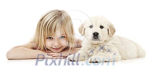 Girl and a puppy Girl and a puppy
