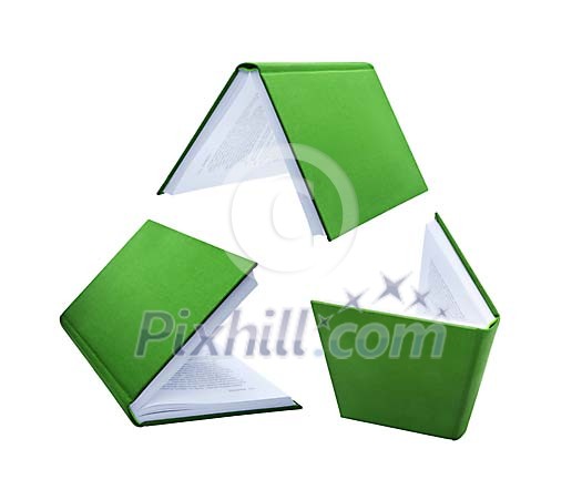 Recycling symbol from green books Recycling symbol from green books