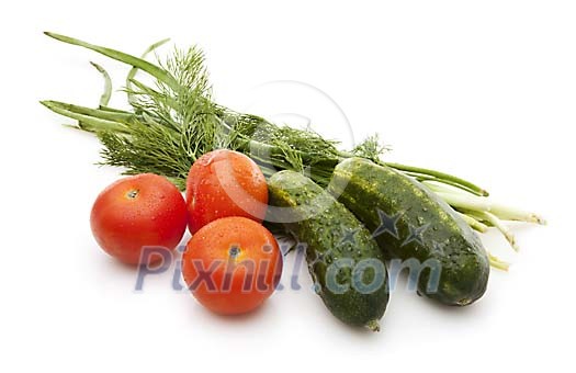 Vegetables on white