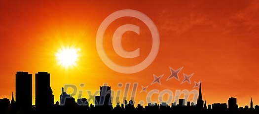 Modern cityline in a sunset Modern cityline in a sunset