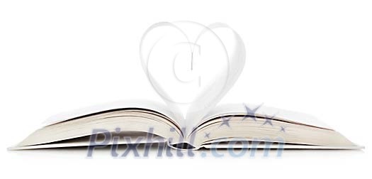 Book pages made to heart shape Book pages made to heart shape