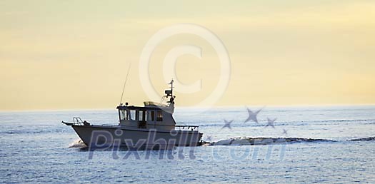 Boat on the sea in the evening Boat on the sea in the evening
