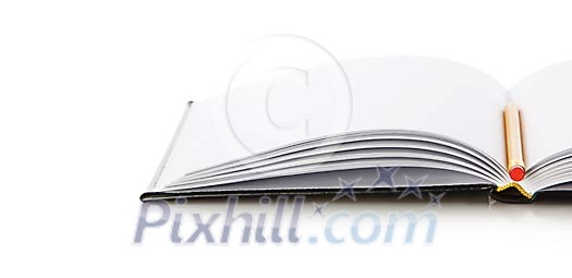 Pencil on a opened book Pencil on a opened book