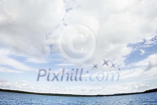 Panorama image made from the water Panorama image made from the water