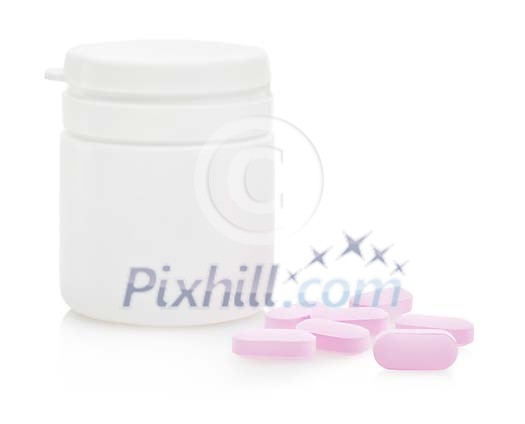 Clipped medicine jar with pills Clipped medicine jar with pills