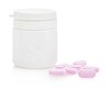 Clipped medicine jar with pills