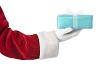 Clipped Santa hand giving a present