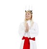 Girl praying with a crown on her head