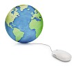 Clipped globe with mouse attached to it