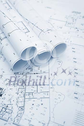 Closeup of the blueprints