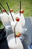 Milkshakes on a table outside