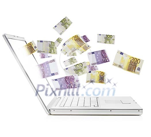 Money flying in/out from screen Money flying in/out from screen