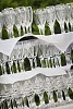 Pile of empty champagne glasses