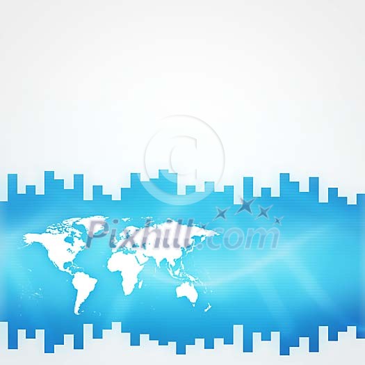 World on a blue chart background World on a blue chart background