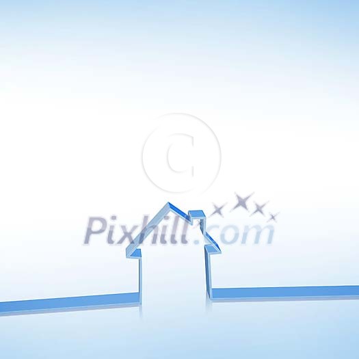 Straight line with house shape in the middle Straight line with house shape in the middle