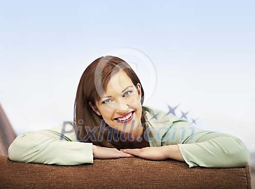 Pretty woman smiling to camera Pretty woman smiling to camera