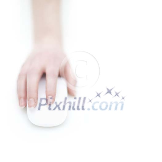 Hand with a computer mouse on a white background Hand with a computer mouse on a white background