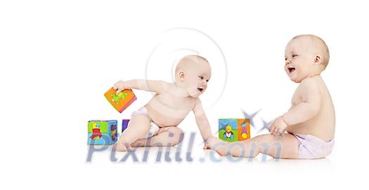 Twin babies playing Twin babies playing