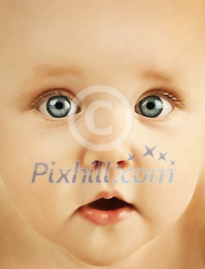 Close up of a babys face Close up of a babys face