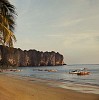 Boats on the shore at the sunset in Ao Nang, Thailand