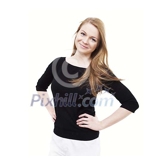 Woman standing hands on her hips Woman standing hands on her hips