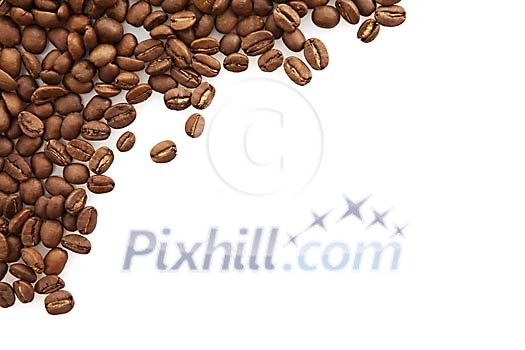 Coffee beans in the upper corner Coffee beans in the upper corner