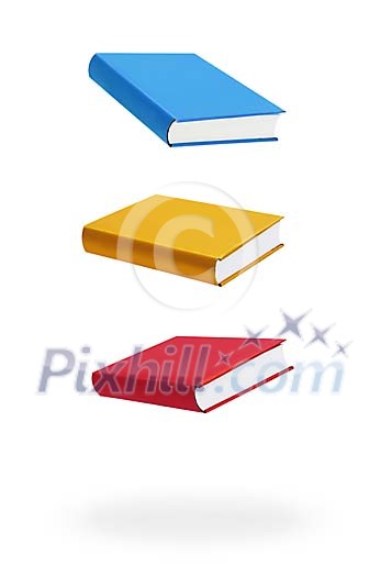 Clipped three books hovering Clipped three books hovering