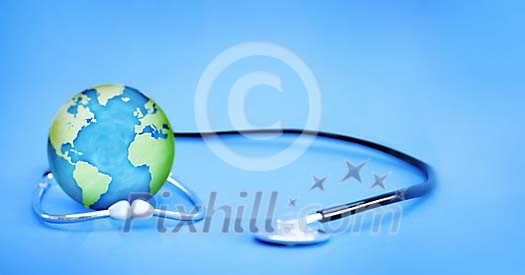 Globe with a stetoscope Globe with a stetoscope