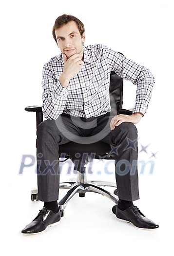 Clipped casual businessman sitting in the chair Clipped casual businessman sitting in the chair