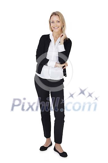 Clipped pretty businesswoman standing Clipped pretty businesswoman standing