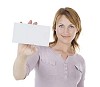 Woman showing an empty businesscard