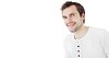 20-30 year old man smiling, hand made clipping path included
