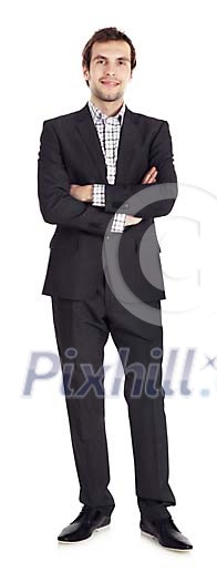 Slef confident businessman looking at camera, hand made clipping path included Slef confident businessman looking at camera, hand made clipping path included