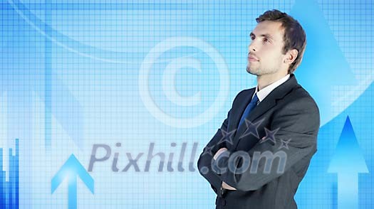 Businessman on a graphical background Businessman on a graphical background