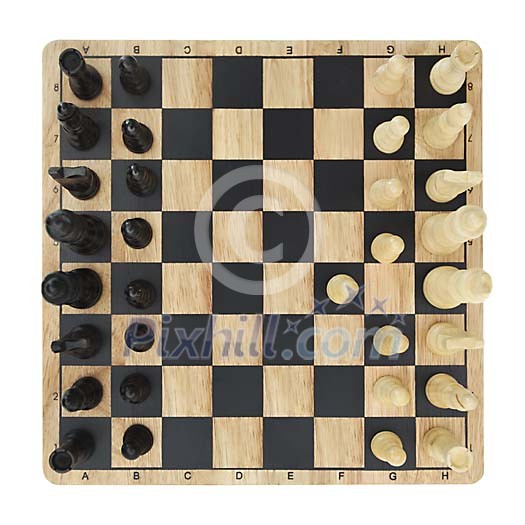 Clipped chessboard with opening move Clipped chessboard with opening move