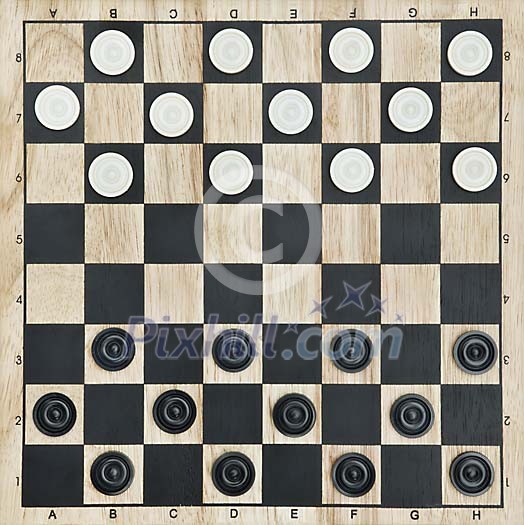 Checkers board ready to play Checkers board ready to play