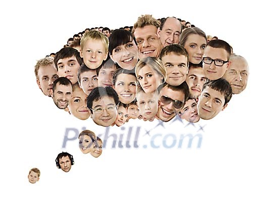Thinking bubble of heads Thinking bubble of heads